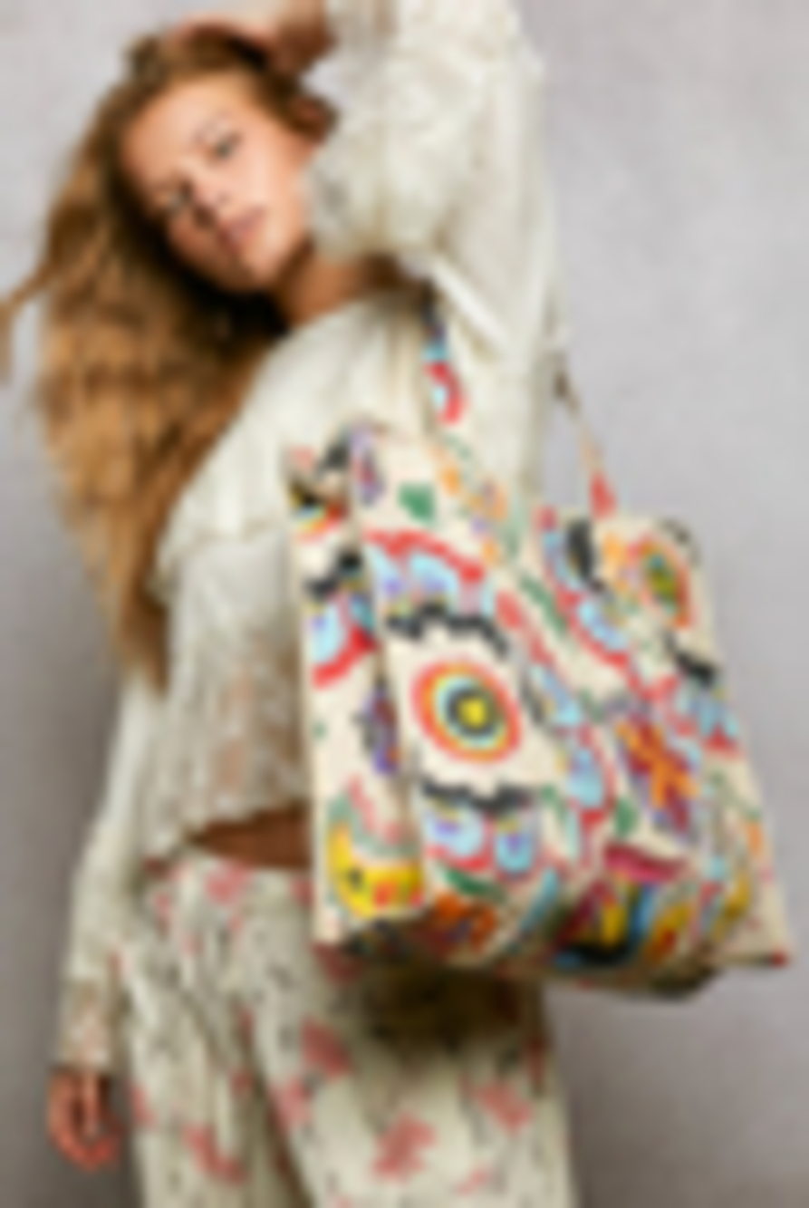 BAGQA-11 | Pol Cream Multi Large Tote Bag | One Size - Picture 3 of 7